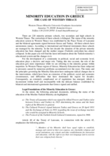 Written contribution on Minority Education in Greece: The Case of Western Thrace