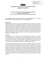 Presentation by the OSCE's Specialized Human Rights Technical Assistance in Kosovo