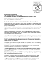 Recommendation CM/Rec(2007)10 of the Committee of ministers to member states on co-development and migrants working for development in their countries of origin