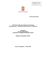 Statement by H.E. Mr. Dragisa Dabetic, Commissioner for Refugees of the Republic of Serbia