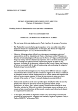 Written contribution on "Internally displaced persons in Turkey"