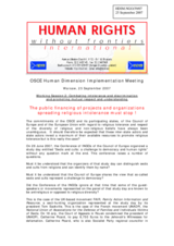 Intervention: "Public financing of projects and organizations spreading religious intolerance must stop!"