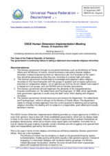 Written contribution "The Case of the Federal Republic of Germany: The government's continuing failure in taking a balanced view towards religious minorities"