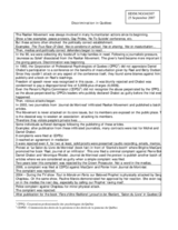 Written contribution on "Discrimination in Quebec"