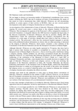 Statement by the Jehovah's Witnesses in Russia