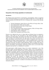 Written contribution on "Integration of the foreign population in Liechtenstein"
