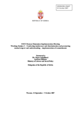 Statement by Mr. Bojan Andjelkovic, Assistant Minister, Ministry of Labour and Social Policy