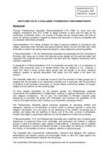 Written contribution by Daniele Muller-Tulli "Sects, cults and human rights"