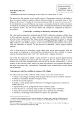 Written contribution by Mr. Jean Pierre Jougla on "Cultic drifts - a challenge to democracy and human rights"