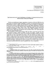 Written contribution "The Constitution and Laws of the Republic of Armenia: A Comparative Analysis of the Provisions on Religious Freedoms"