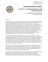 Statement on combating intolerance as prepared for delivery by Gregg Rickman