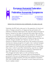 Statement on the Separation of Religion and Governance, of Dogma and Law