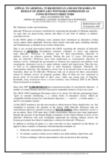 Appeal to Armenia, Turkmenistan and South Korea