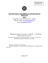 Written contribution on "Religious Discrimination of MISA - a Political &gt;Exchange Currency&lt;, The case of Romanian yoga school MISA"