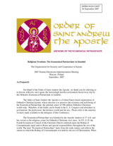 Statement on Religious Freedom: the Ecumenical Patriarchate in Istanbul