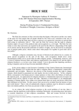 Statement by Monsignor Anthony R. Frontiero