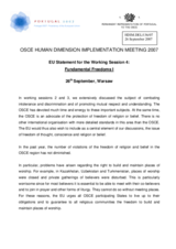 European Union statement on the freedom of religion and belief