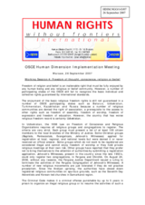 Statement on freedom of religion and belief