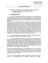 Statement and written recommendations on freedom of thoought, conscience, religion or belief and freedom of movement