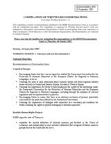 Compilation of Written Recommendations covering Working Sessions 1-3