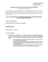 Compilation of Written Recommendations covering Working Sessions 8-9