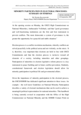Statement by Mr. Nicolas Kaczorowski, Deputy head of the Election Department on "Minority Participation in Electoral Processes: Summary of Findings"