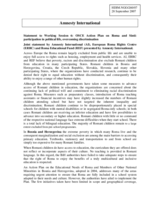 Action Plan on Roma and Sinti: joint statement with the European Roma Rights Centre and Roma Educational Fund