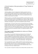 "A social Analysis of the persecutions of Yoga Teachers in Romania" by Dr. Seppo Isotalo