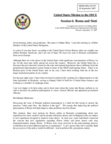 Statement on Roma and Sinti as prepared for delivery by Nathan Mick