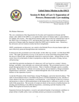 Statement on the separation of powers and democratic law-making as prepared for delivery by Ambassador Richard Williamson