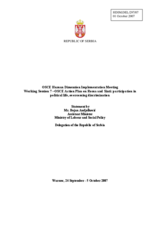 Statement by Mr. Bojan Andjelkovic, Assistant Minister, Ministry of Labour and Social Policy