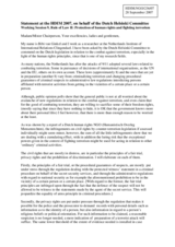 Statement on behalf of the Dutch Helsinki Committee on protection of human rights and fighting terrorism