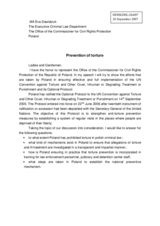 Statement on prevention of torture in Poland by MA Eva Dawidziuk, The Executive Criminal Law Department, Office of the Commissioner for Civil Rights Protection