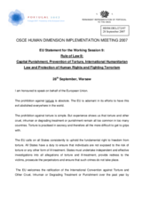 European Union statement on capital punishment, torture and human rights and fighting terrorism