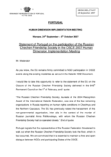 Statement of Portugal on the participation of the Russian-Chechen Friendship Society in the OSCE 2007 HDIM