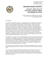 Statement on protection of human rights and fighting terrorism as prepared for delivery by EUR/RPM Director Gary Robinson