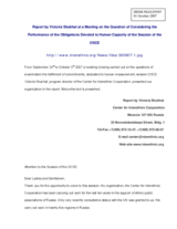 Report by Victoria Shukhat at a Meeting on the Question of Considering the Performance of the Obligations Devoted to Human Capacity of the Session of the OSCE