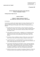 Right of Reply - Turkey's "Zero Tolerance Policy" in Combating Torture and Ill-Treatment