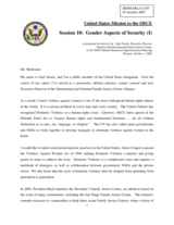 Statement on gender aspects of security as prepared for delivery by Gael Strack, Executive Director National and International Family Justice Center