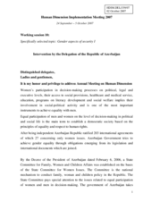 Statement on gender aspects of security I