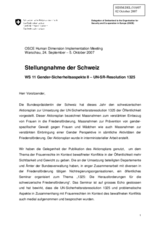 Statement on the UN Resolution 1325