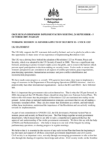 UK Statement on UNSCR 1325 National Action Plan