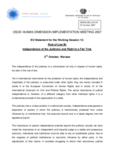 European Union statement on Independence of the Judiciary and Right to a Fair Trial