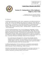 Statement on the independence of the judiciary and right to a fair trial as prepared for delivery by Ambassador Williamson