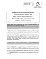 Written contribution on democracy at the national, regional and local levels - summary description of the Department of Democratic Participation