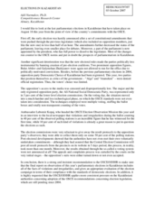 Statement by Adil Nurmakov, Ph.D. on Elections in Kazakhstan