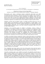 Statement on the "deteriorating situation with the Freedom of Expression in Azerbaijan"