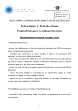 Recommendations from the European Union