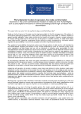 Statement on "the current conflict between freedom of media and other Human Rights, such as presumption of innocence in criminal proceedings and the right to freedom from discrimination"