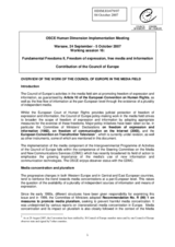 Written contribution "Overview of the work of the Council of Europe in the media field"